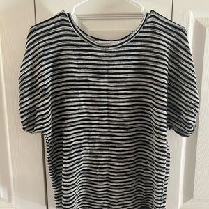 LOFT Black and White Striped Short Sleeve Tee